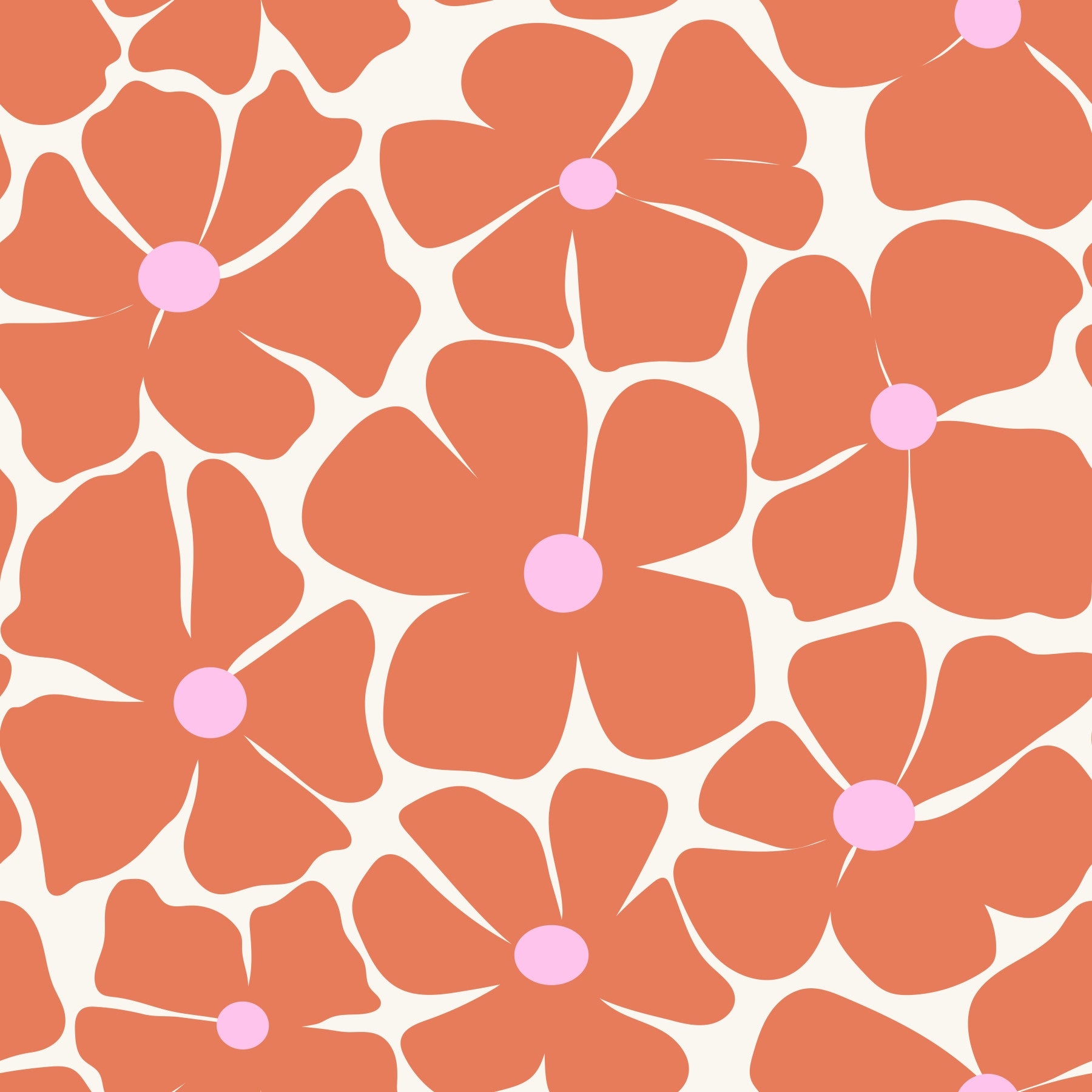 Modern Coral Floral Wallpaper⁠