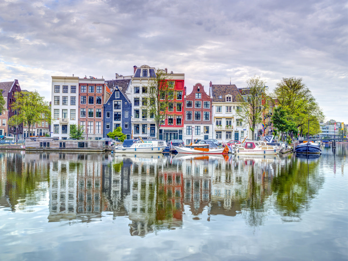 Serene Splendor of Amsterdam Reflections Wall Mural in your room — zoomed