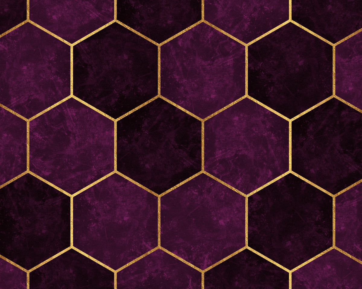 Dark Plum Luxury Pink Hexagons Wall Mural in your room