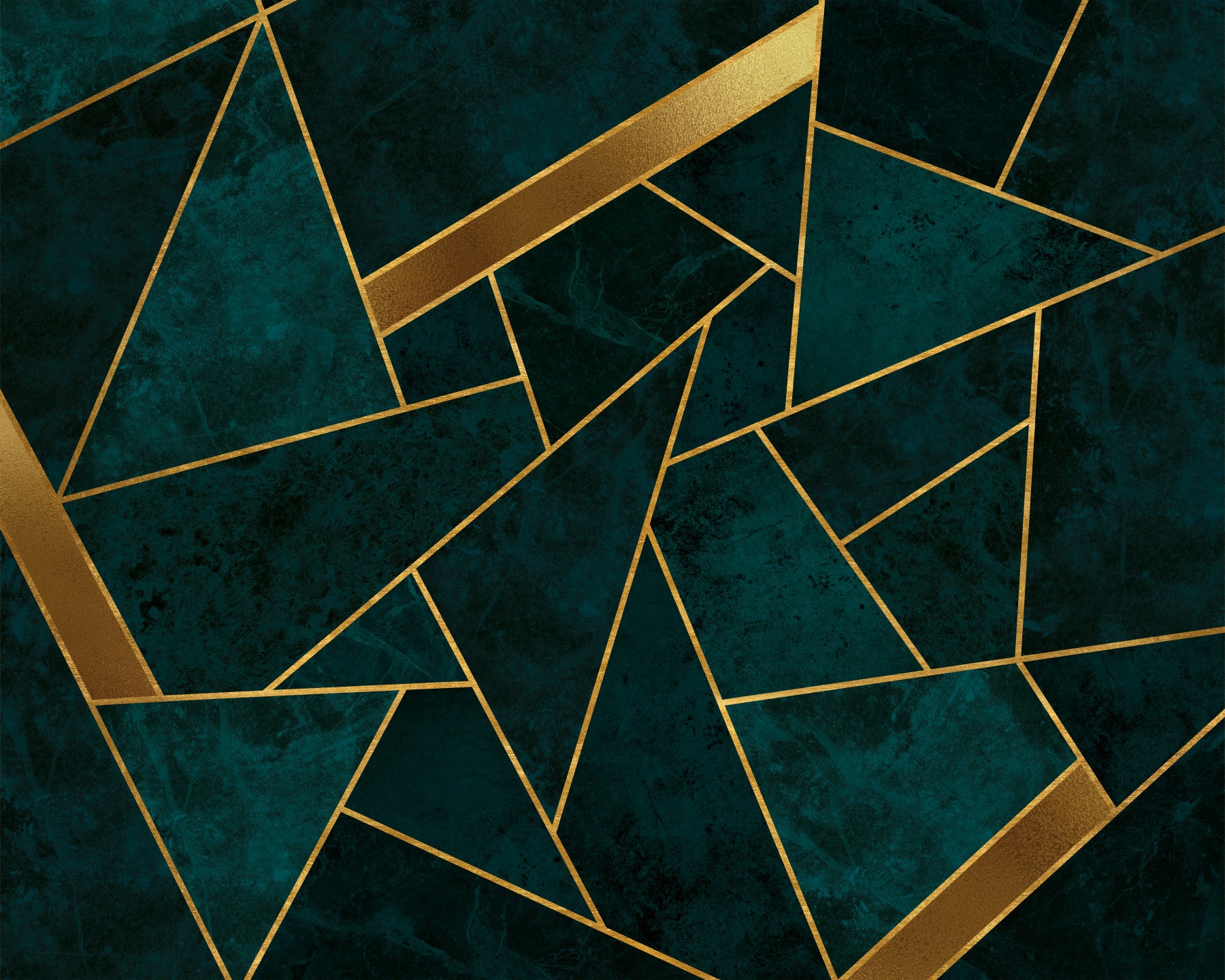 Dark Teal and Gold Mosaic Wall Mural in your room — zoomed