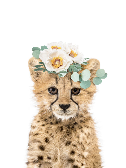 Floral Cheetah Cub Wall Mural
