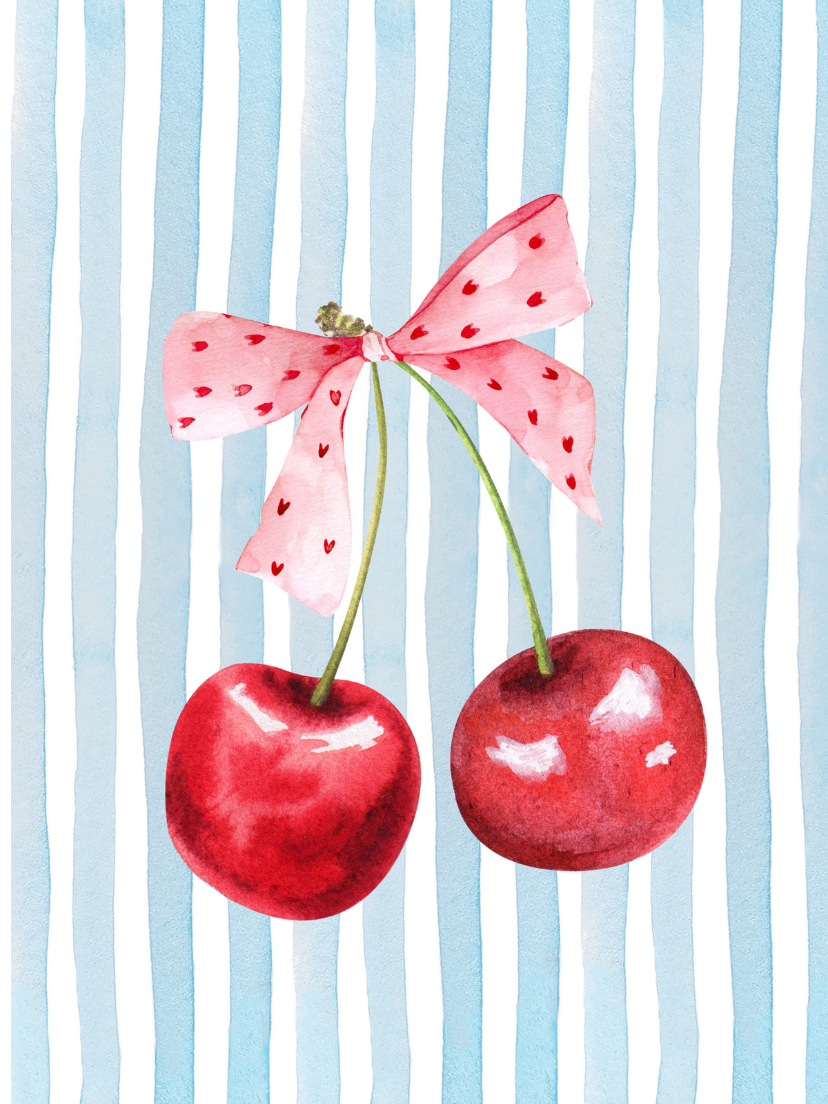 Sweet Cherry Stripes Wall Mural in your room