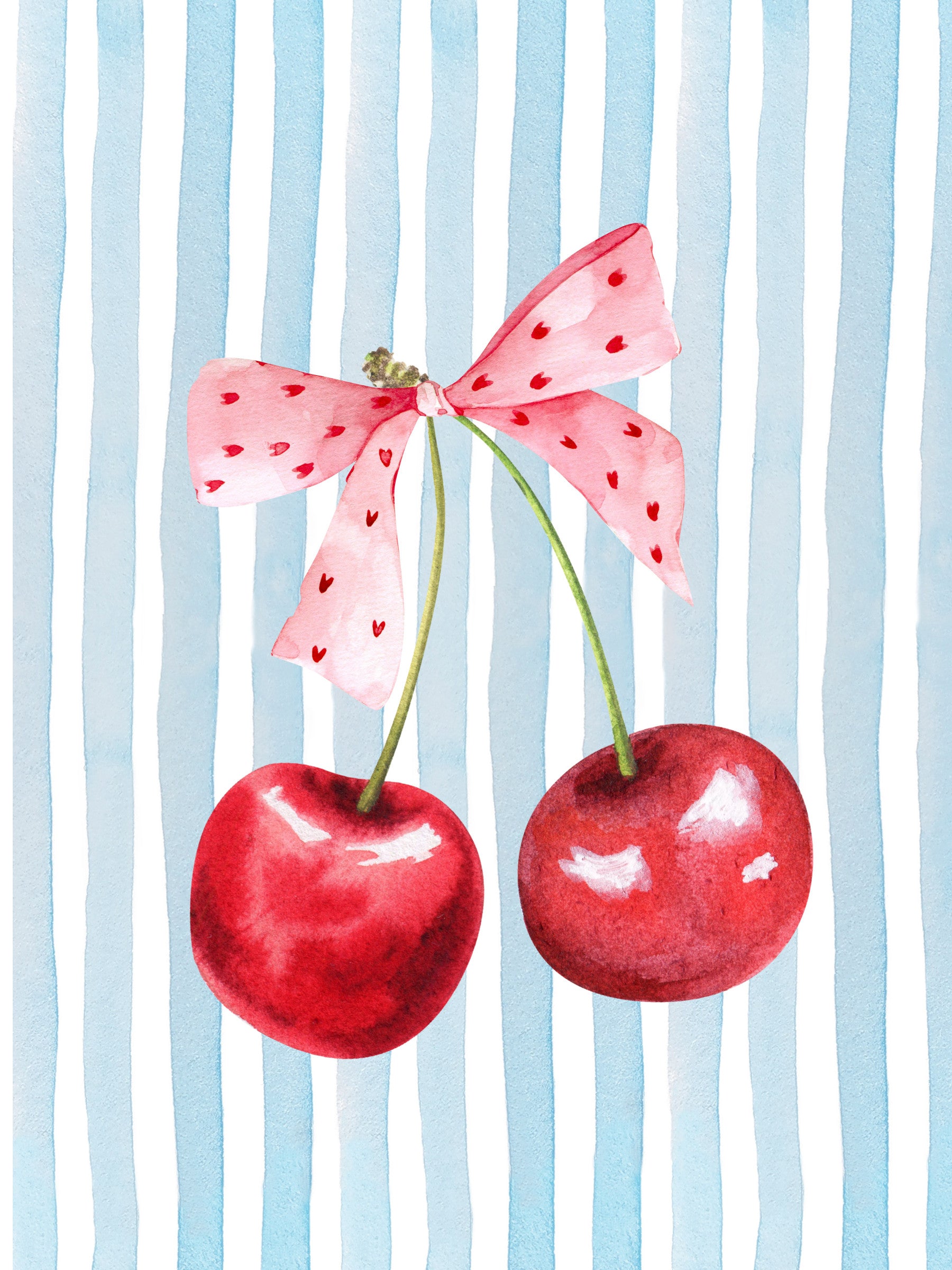 Sweet Cherry Stripes Wall Mural in your room — zoomed