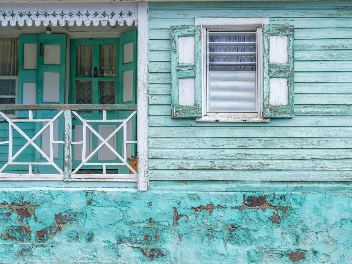 Aqua Vintage Facade Wall Mural in your room