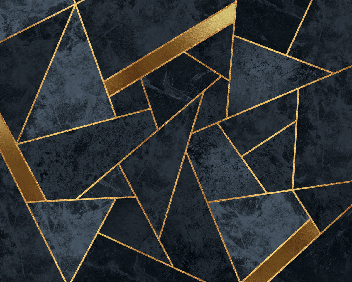 Soft Blue and Gold Mosaic Wall Mural in your room