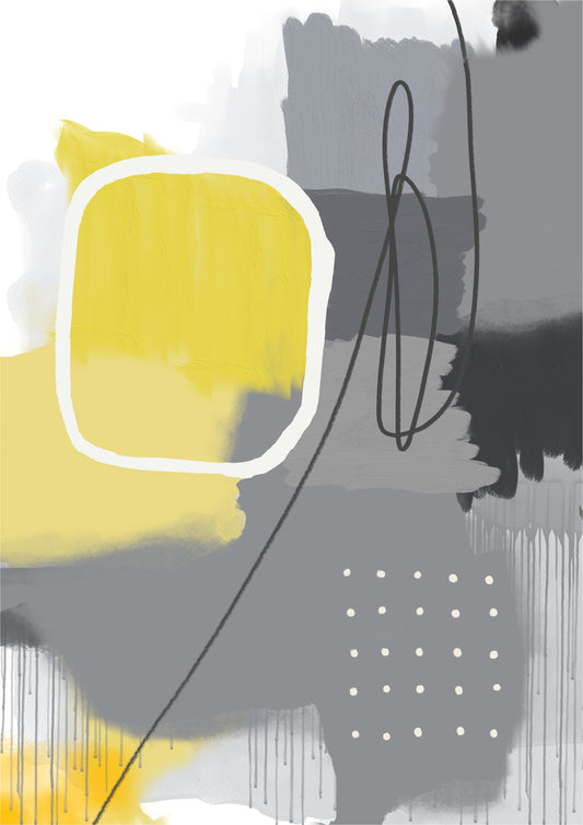Urban Abstract Yellow Grey Wall Mural