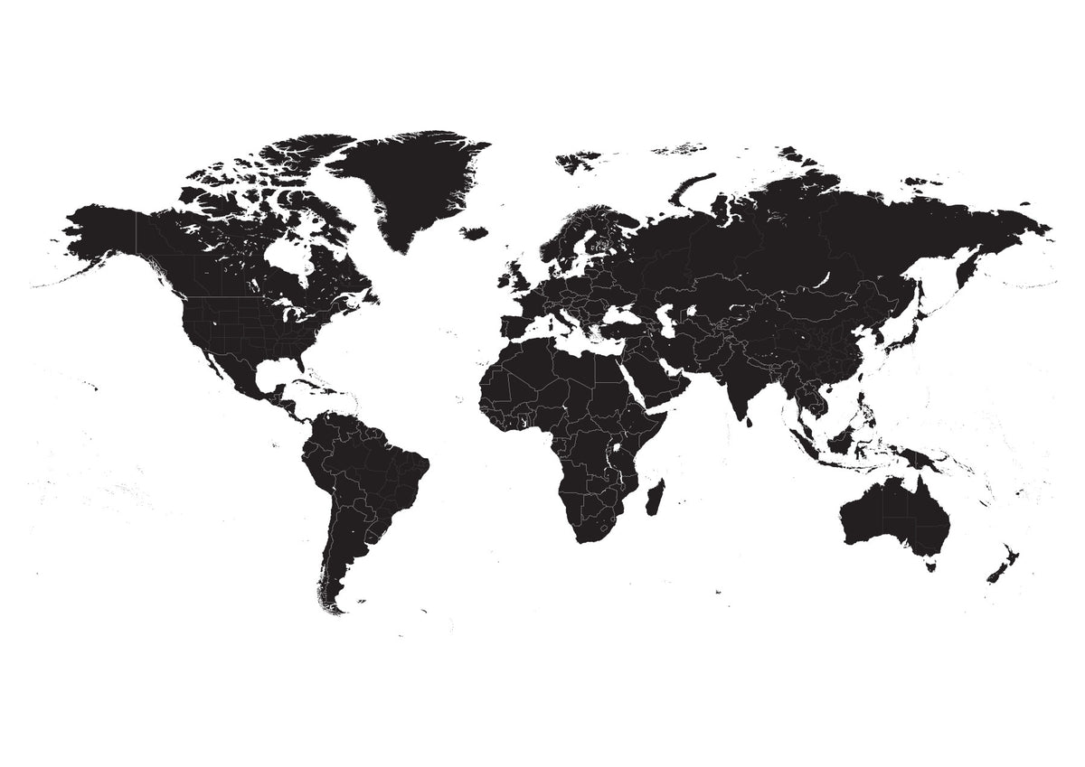 Black and White World Map Wall Mural in your room