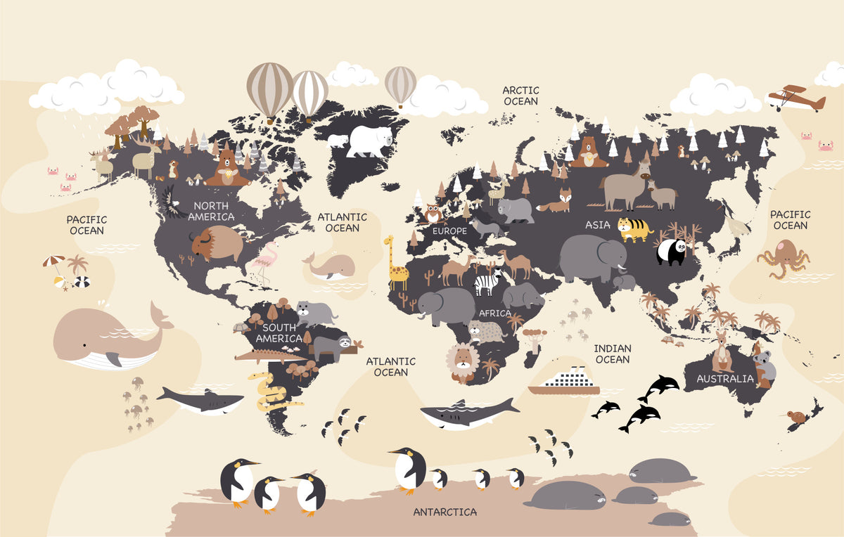 Little Explorers World Map Wall Mural in your room