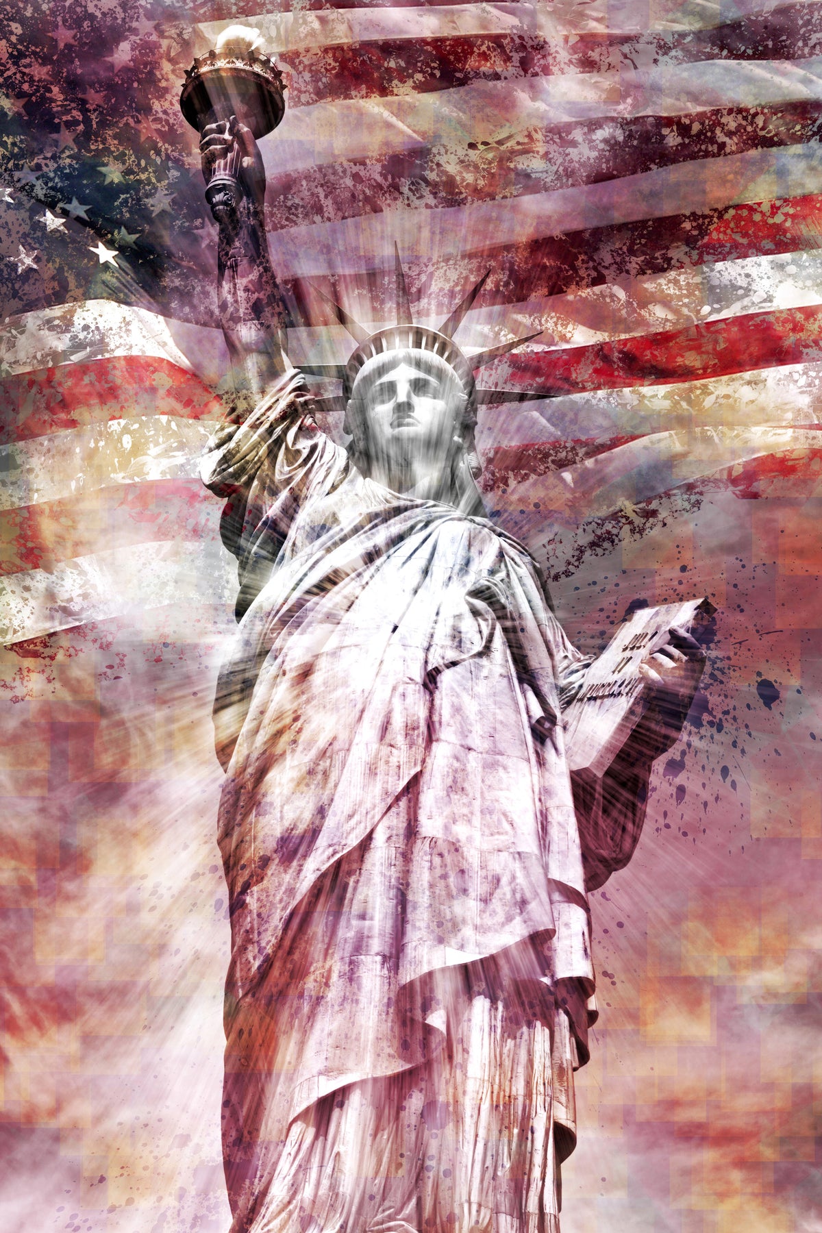 MODERN ART Statue of Liberty - red Wall Mural in your room