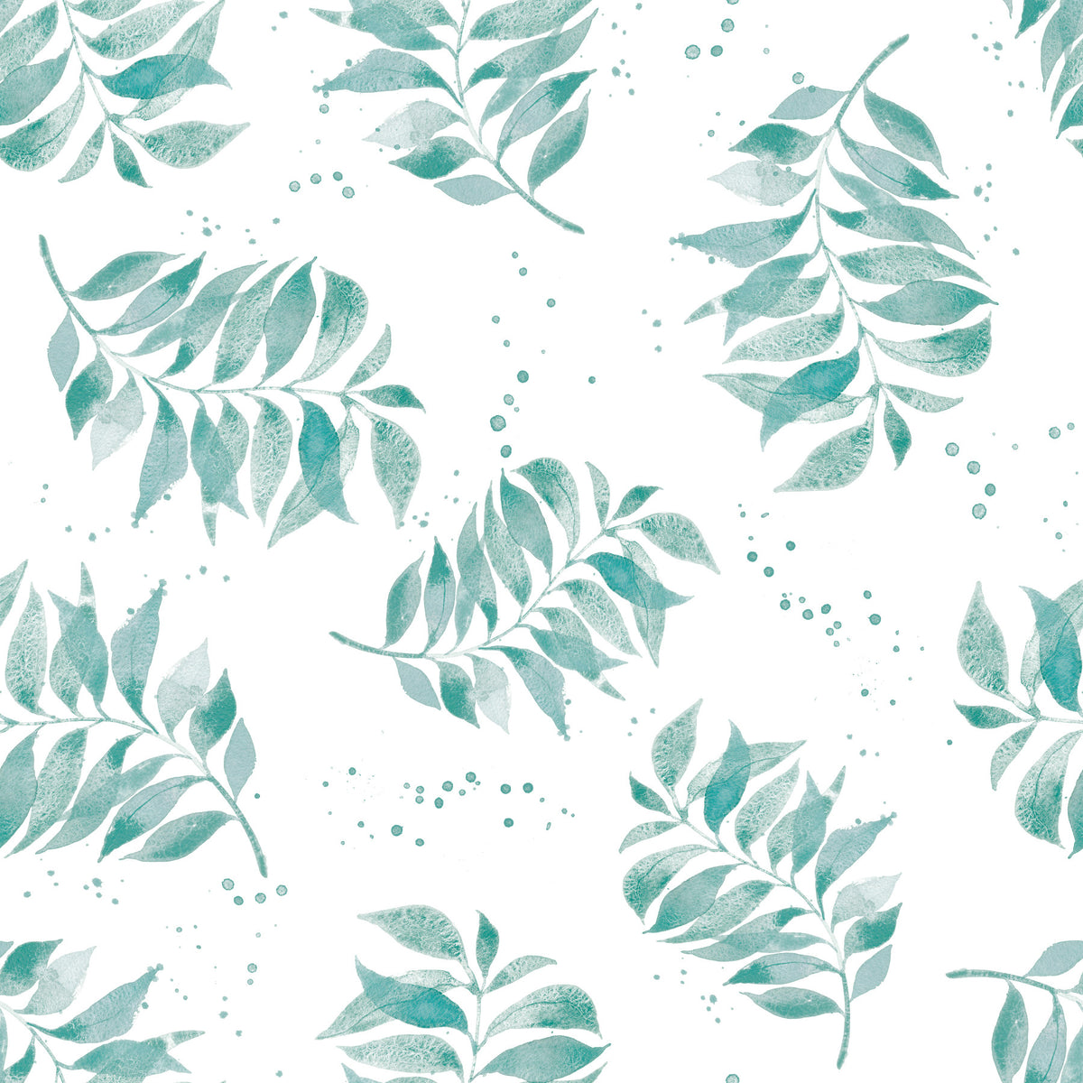 Textured Watercolor Palm Leaf Toss Aqua Wallpaper⁠ in your room — zoomed