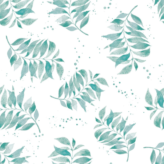 Textured Watercolor Palm Leaf Toss Aqua Wallpaper⁠