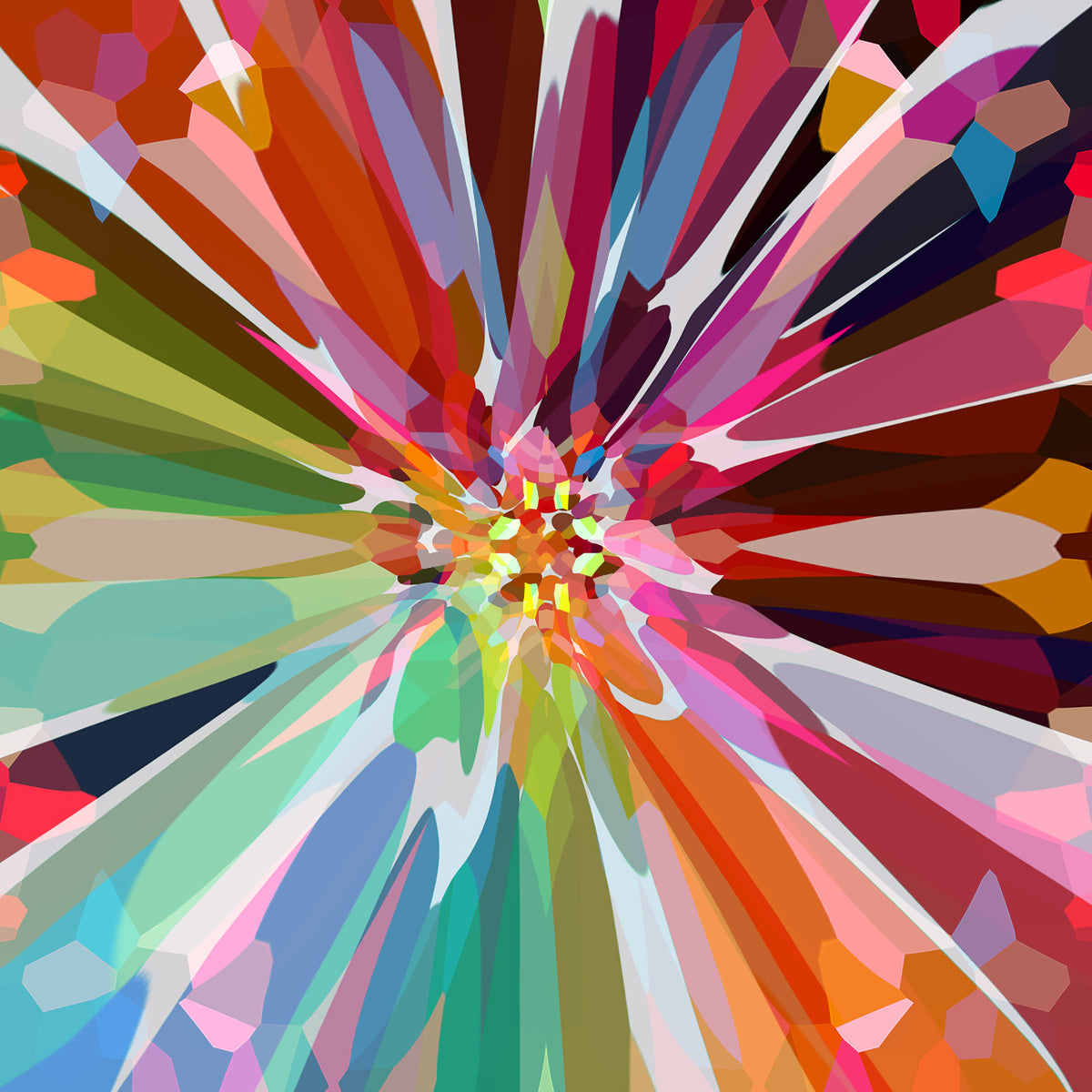 Prismatic Burst Wall Mural in your room — zoomed