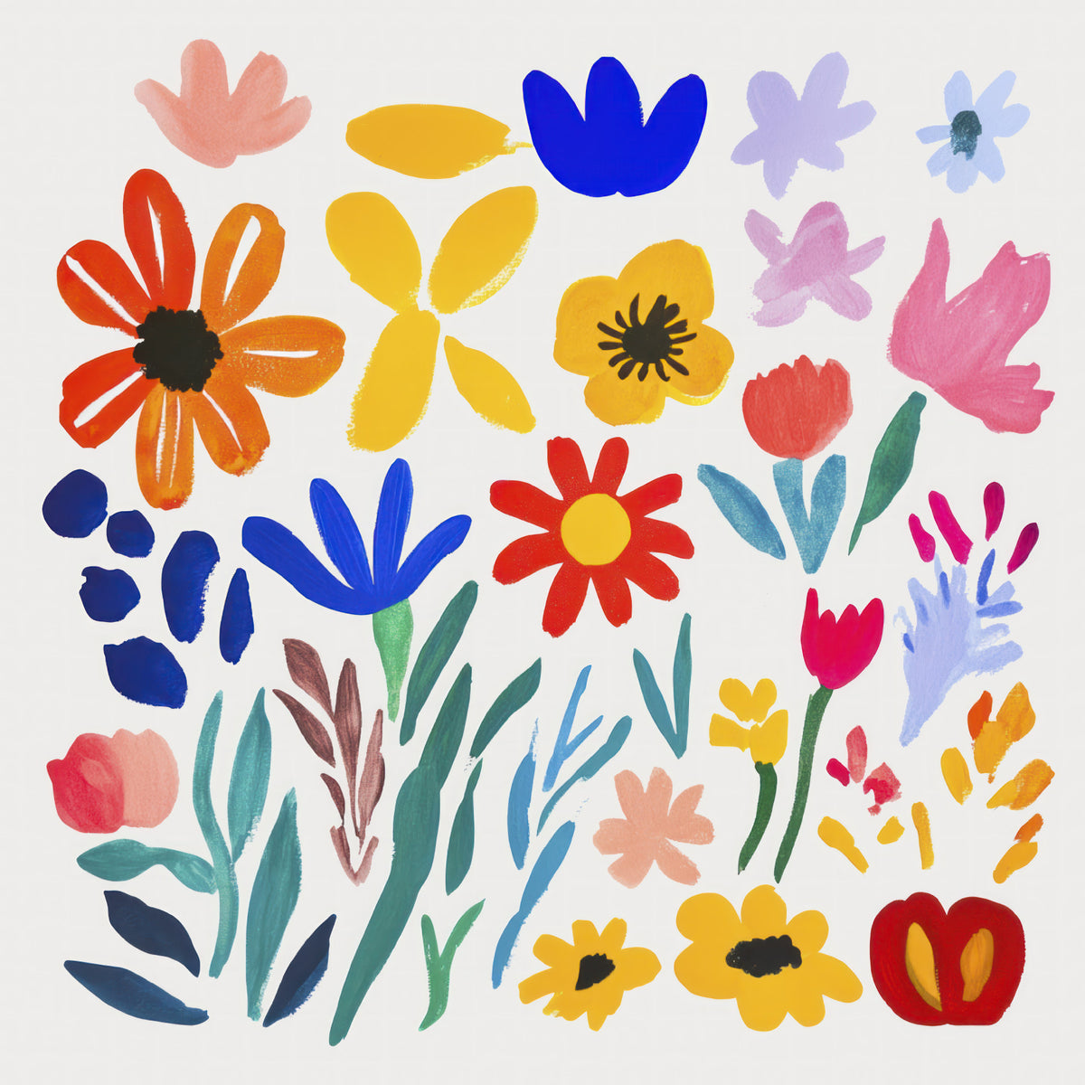 Bold Matisse Inspired Flower Impressions Wall Mural in your room