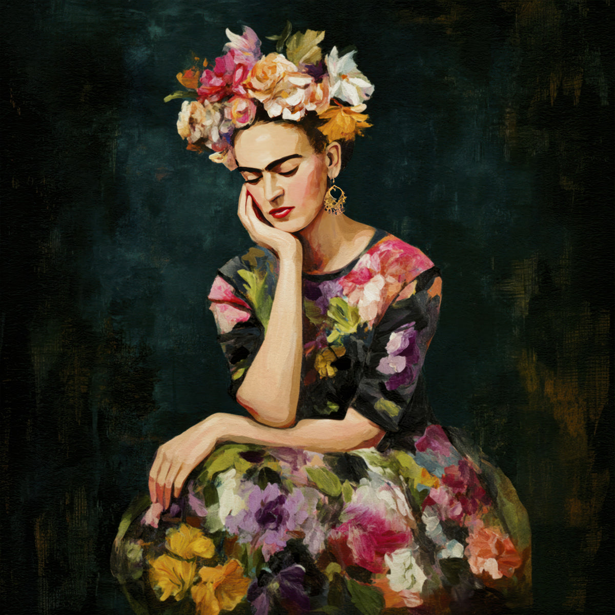 Floral Portrait Famous Mexican Muse  Wall Mural in your room