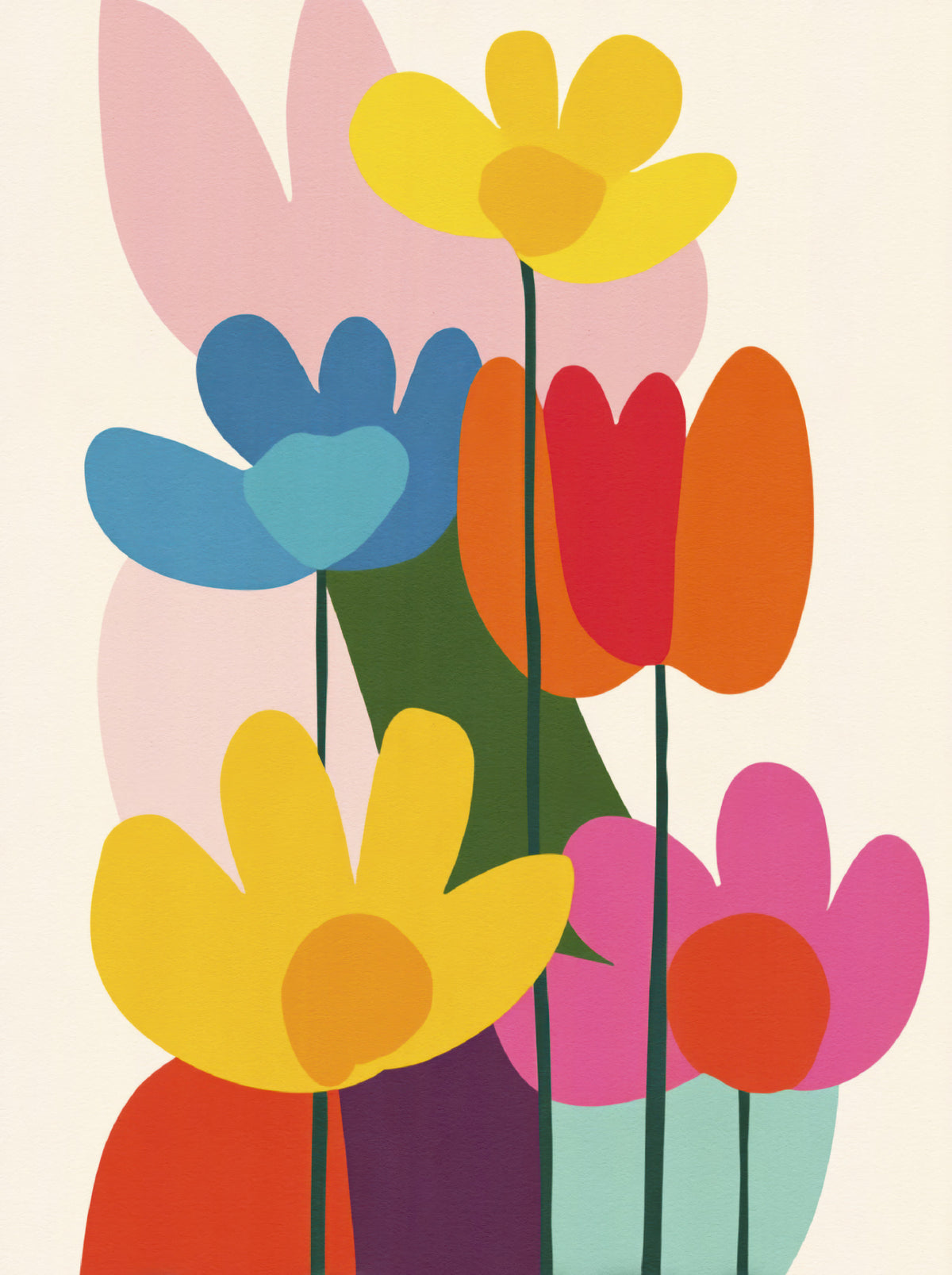 Mid-Century Modern Floral Wall Mural in your room