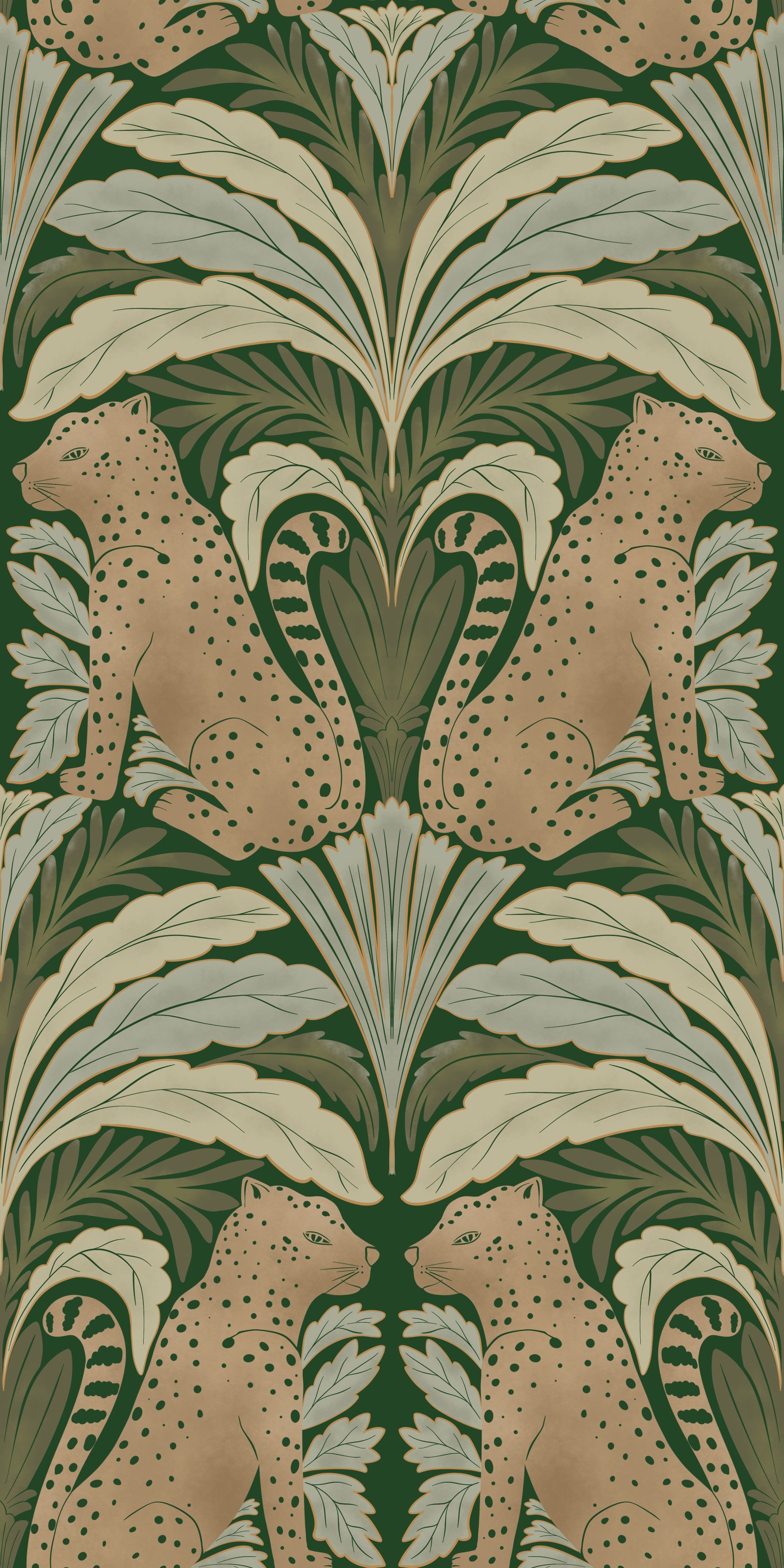 Botanical Leopard Symmetry Wallpaper⁠