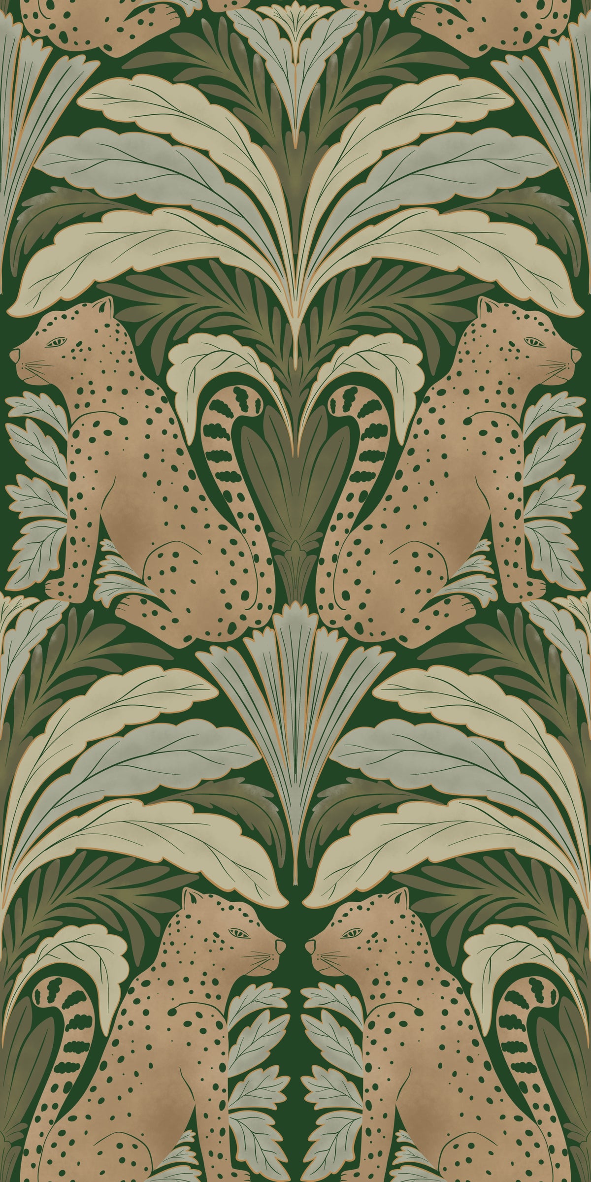 Botanical Leopard Symmetry Wallpaper⁠ in your room — zoomed