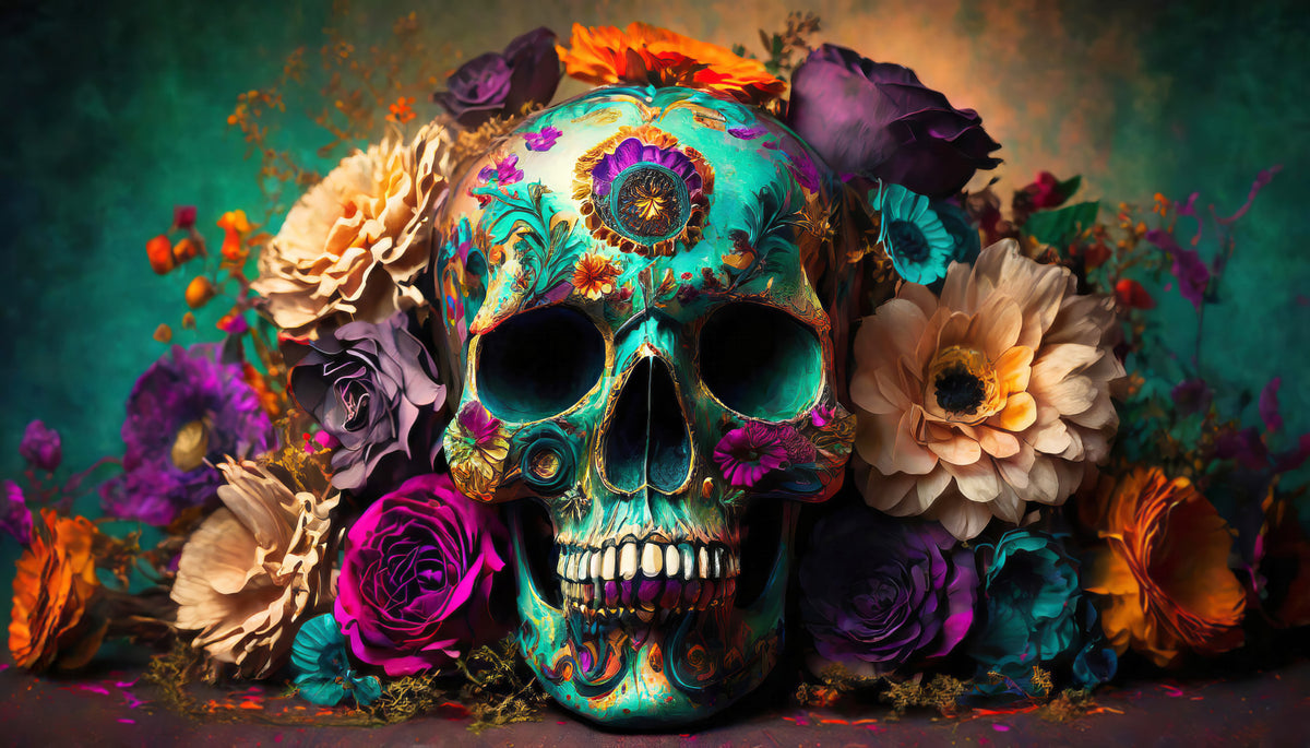 Floral Skull A Celebration of Life Wall Mural in your room