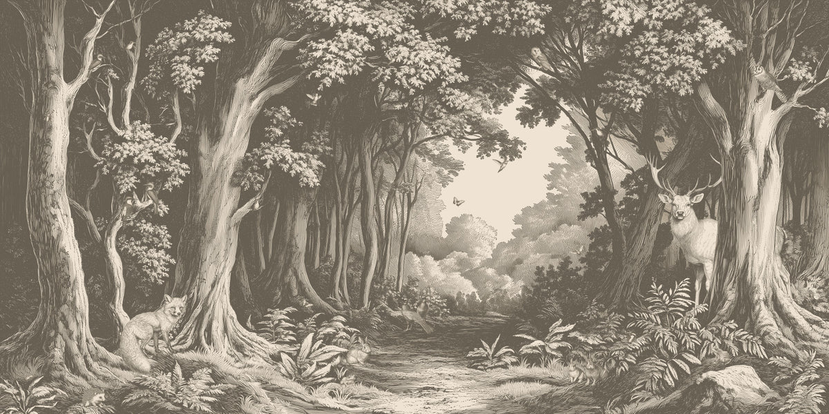Into the Forest -  Mushroom Brown Wall Mural in your room