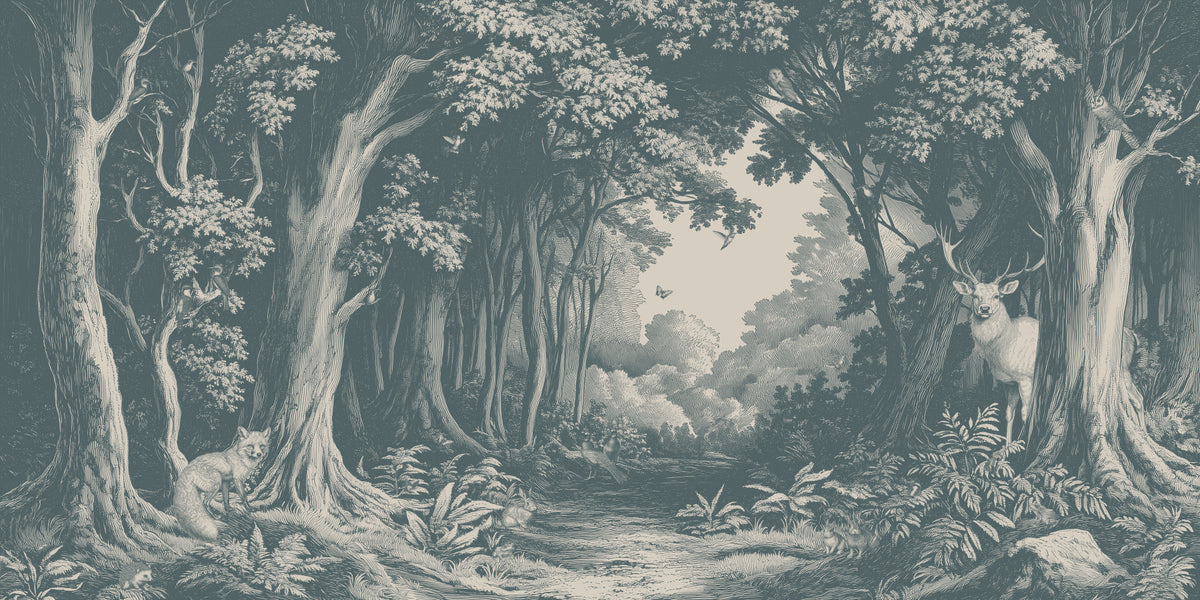 Into the Forest -  Teal Wall Mural in your room
