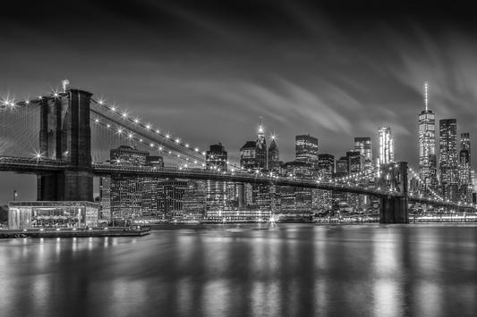 BROOKLYN BRIDGE Nightly Impressions | Monochrome Wall Mural