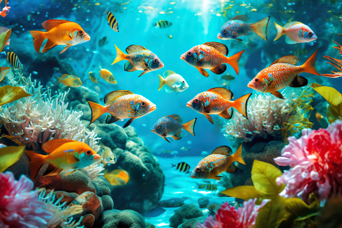 Aquatic Harmony Wall Mural in your room — zoomed
