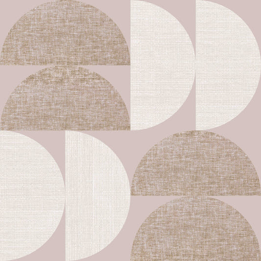 Neutral Eclipse: Textured Semi-Circle Pattern Wallpaper⁠