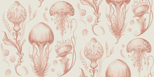 Fantastic Jellyfish -  Peach & Cream Wallpaper⁠