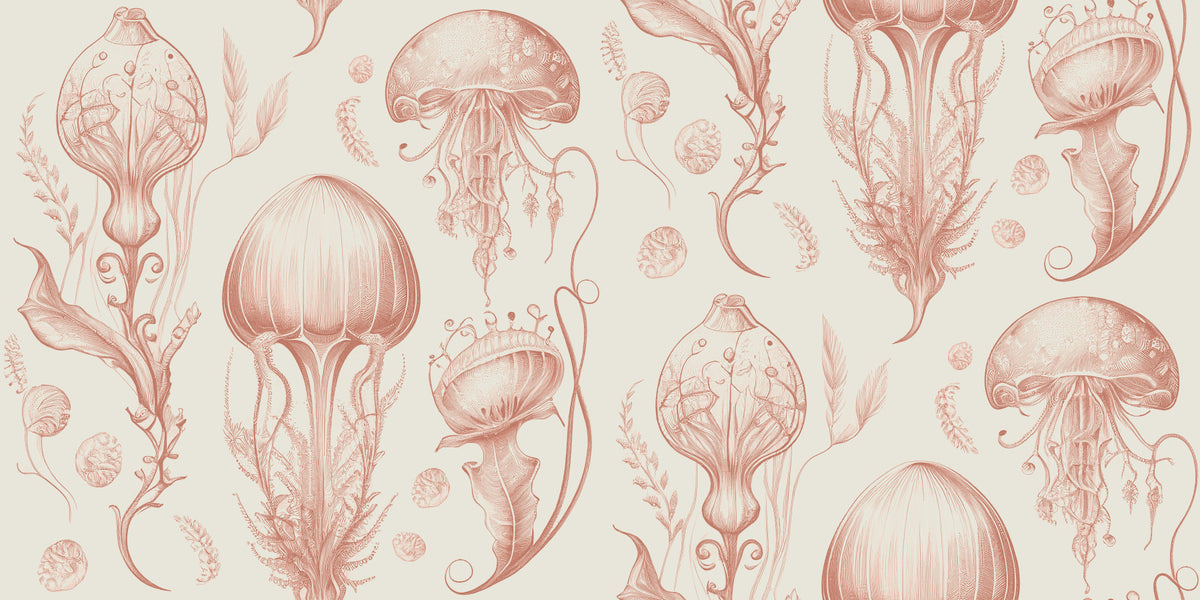 Fantastic Jellyfish -  Peach & Cream Wallpaper⁠