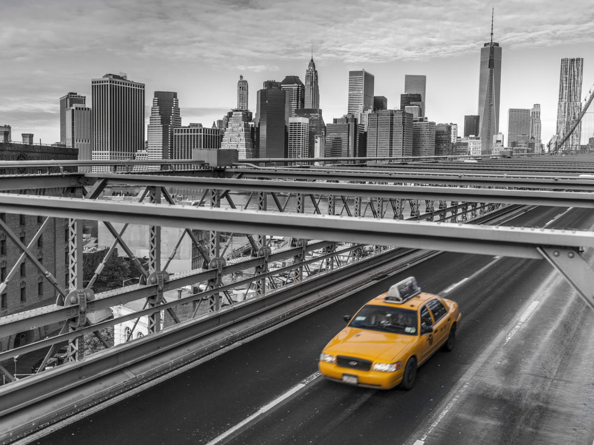 Golden Ride New York in Monochrome Wall Mural in your room