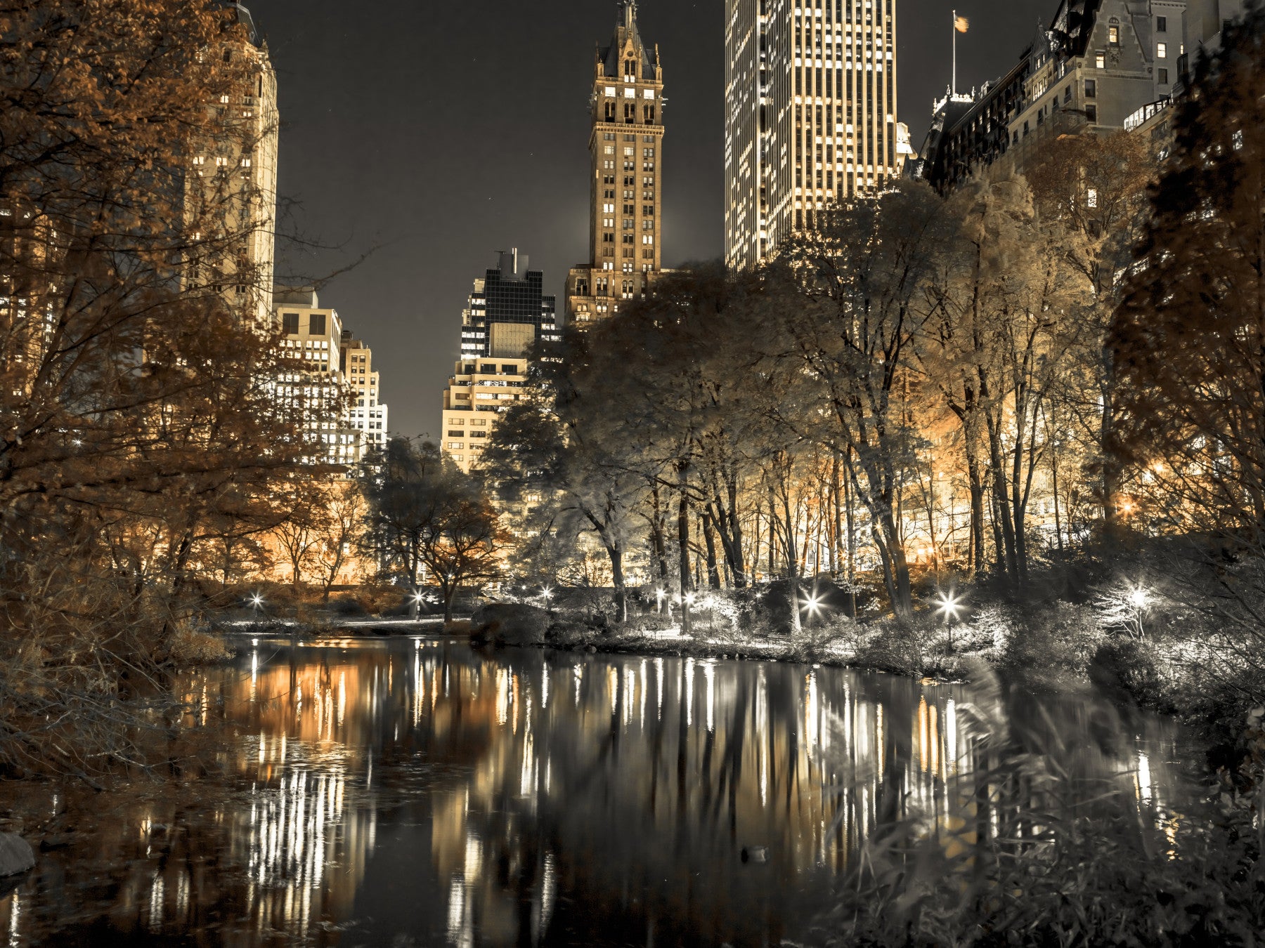 Luminous Serenity Wall Mural featuring a peaceful cityscape

