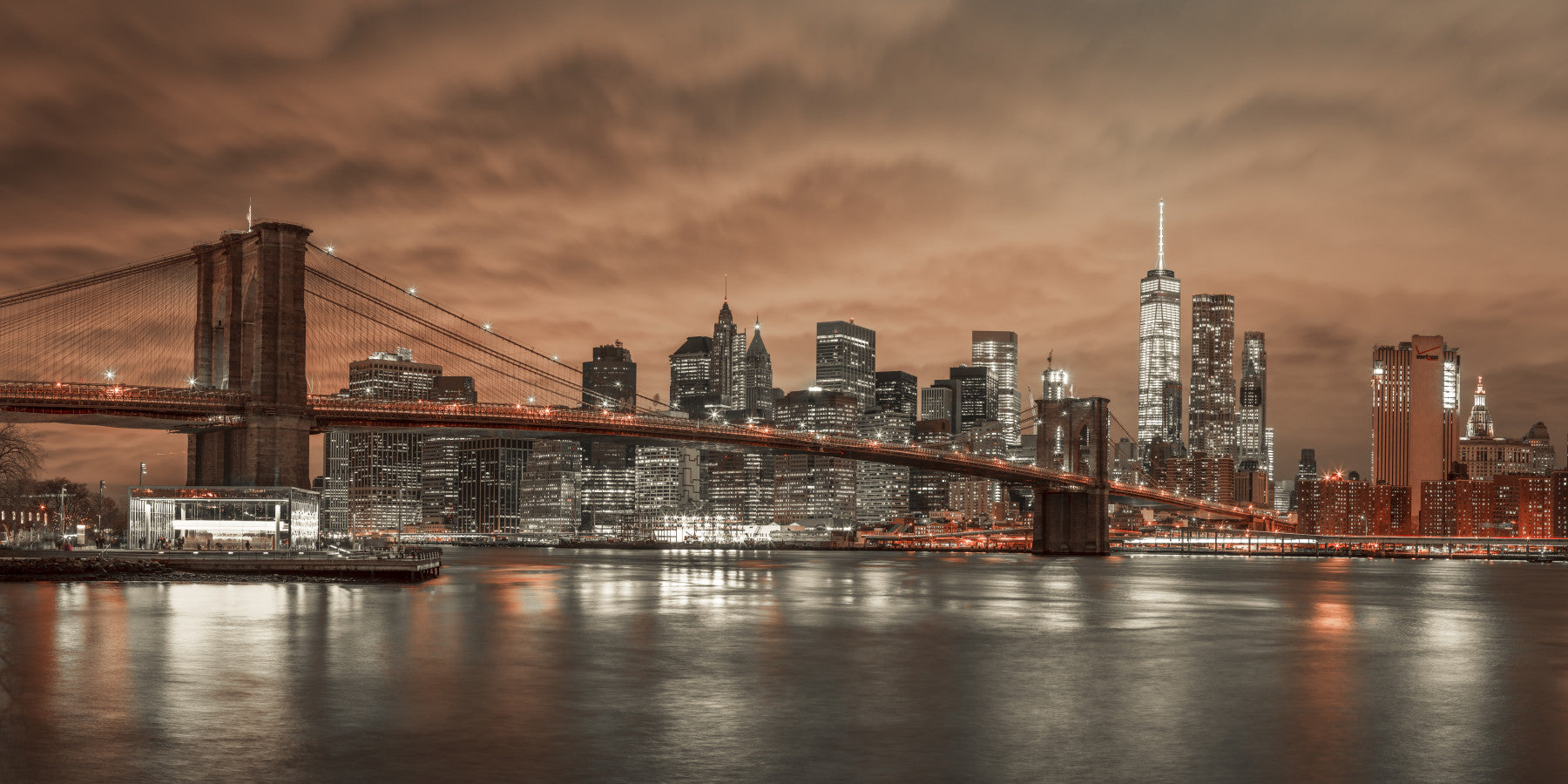 Brooklyn Bridge twilight mural wallpaper
