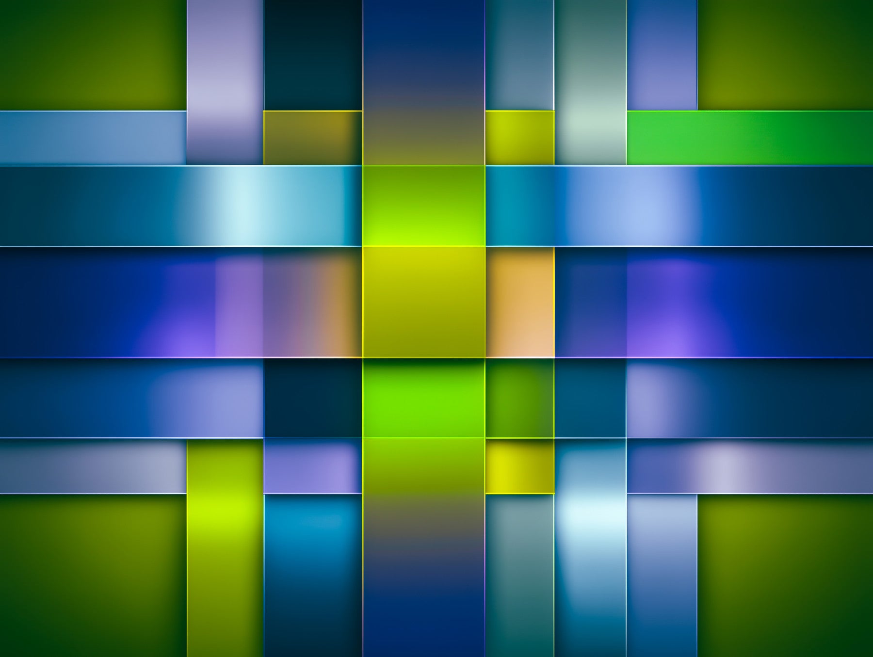Geometric harmony wall mural in blue and green
