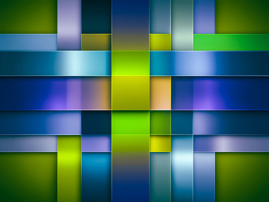 Geometric Harmony Blue & Green Wall Mural