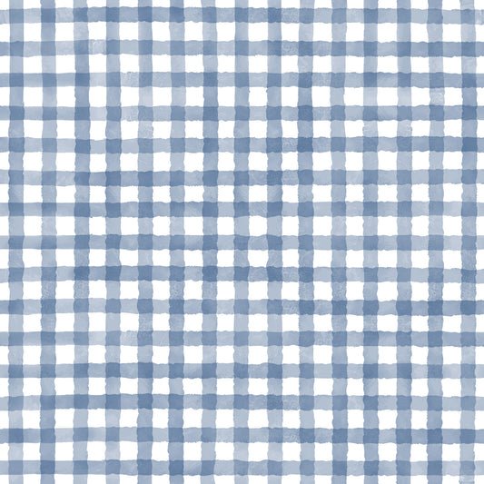 Rustic Navy Farmhouse Gingham Watercolor Checkered Neutral Wallpaper⁠
