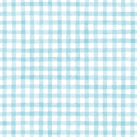 Rustic Baby Blue Farmhouse Gingham Watercolor Checkered Neutral Wallpaper⁠