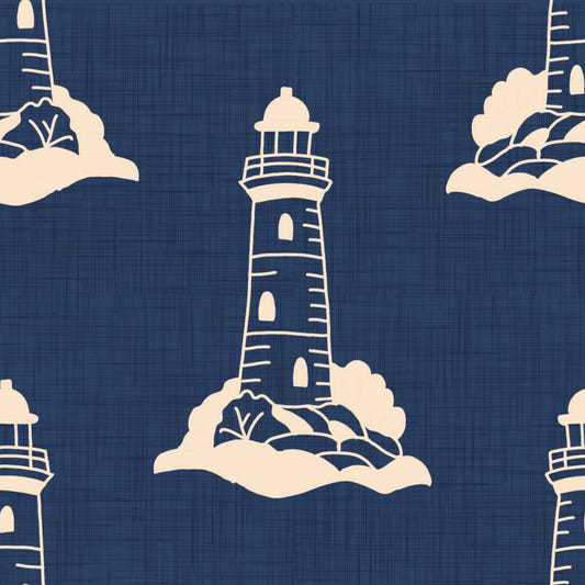 Lighthouse Nautical Mythology - Retro Coastal Wallpaper⁠