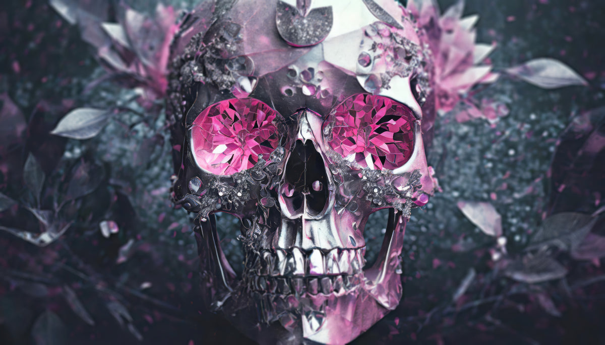 Gemstone Skull Bloom Wall Mural in your room — zoomed