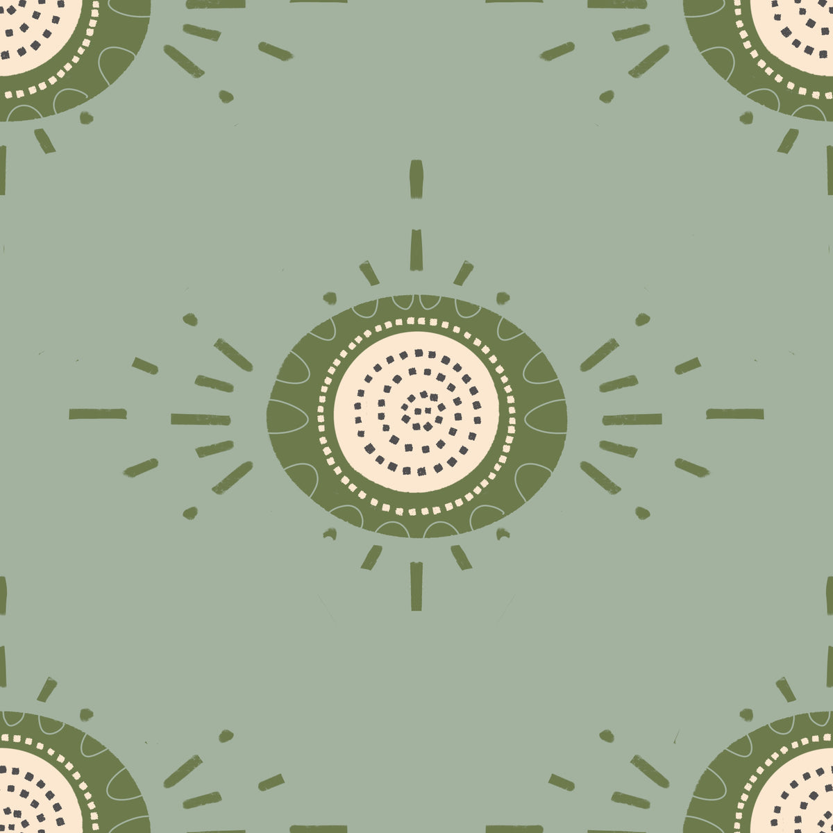 Bloom Light Sage Olive Scandinavian Mid Mod Floral Wallpaper⁠ in your room