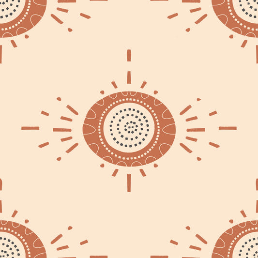 Folk Bloom Light Terracotta Cream Scandinavian Mid Mod Floral Wallpaper⁠