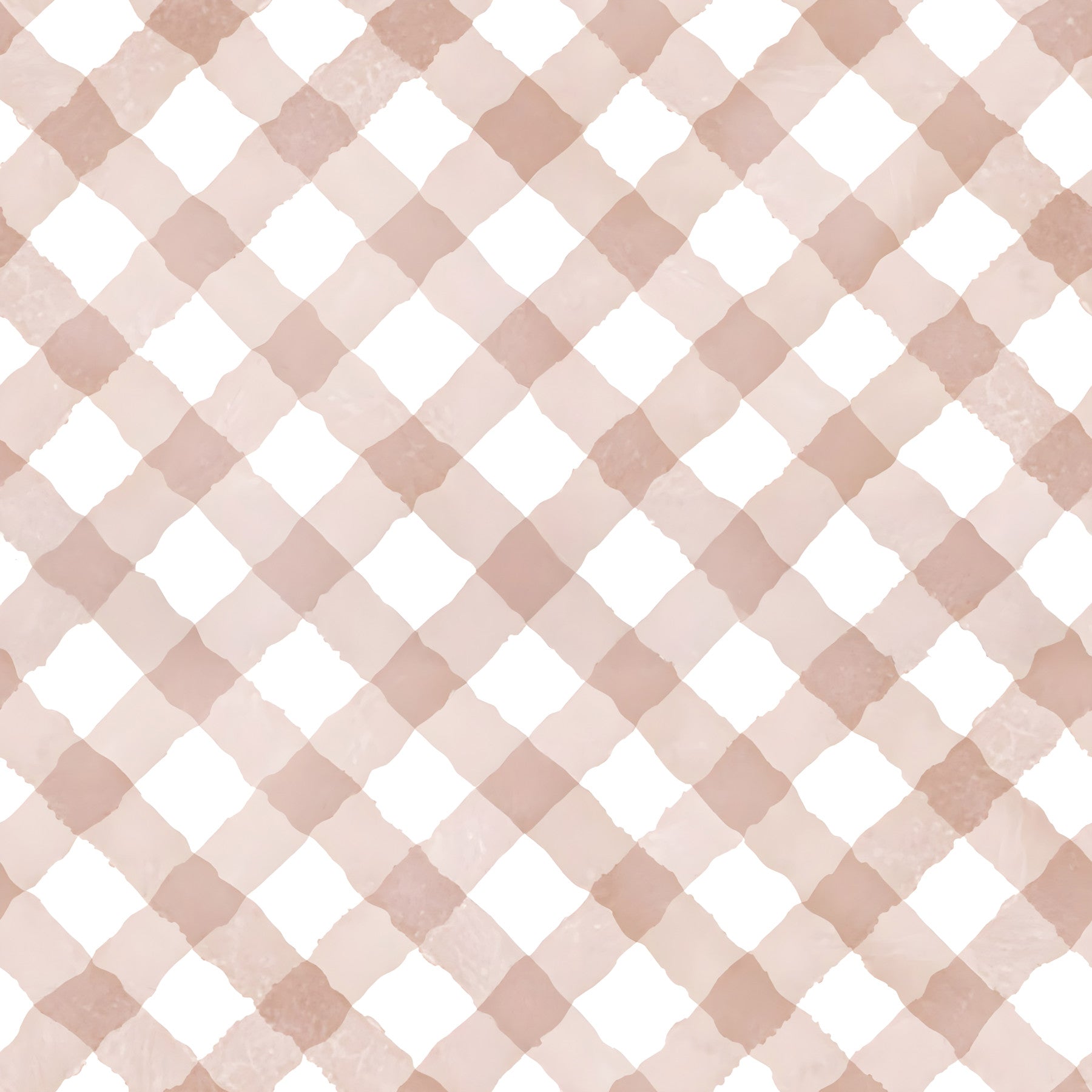 Hand Painted Pink Festive Gingham Wallpaper⁠ in your room — zoomed