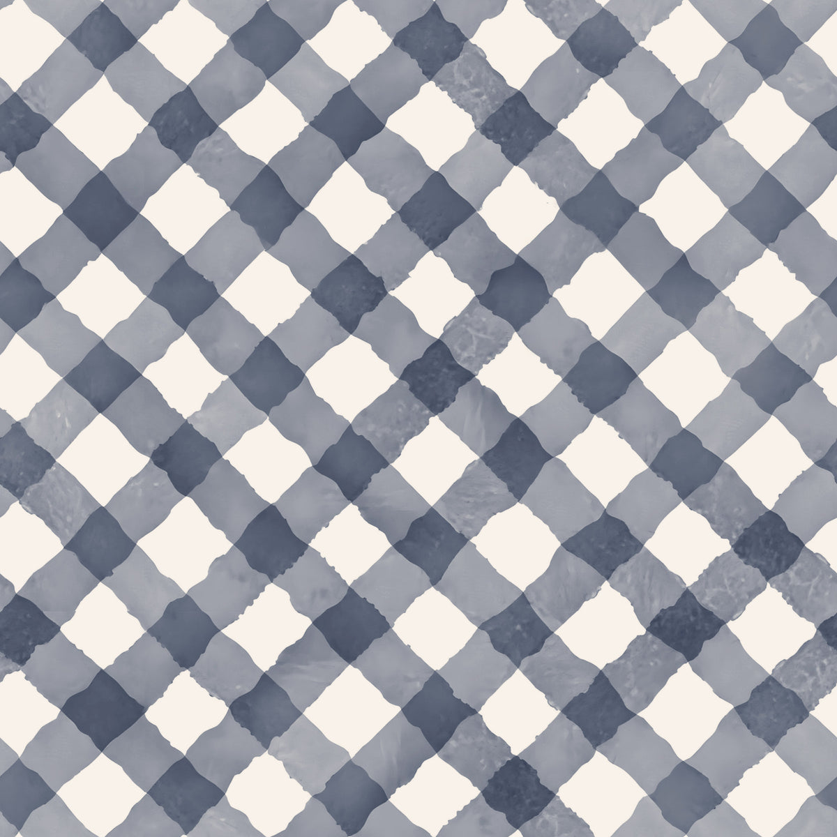 Hand Painted Blue Festive Gingham Wallpaper⁠ in your room