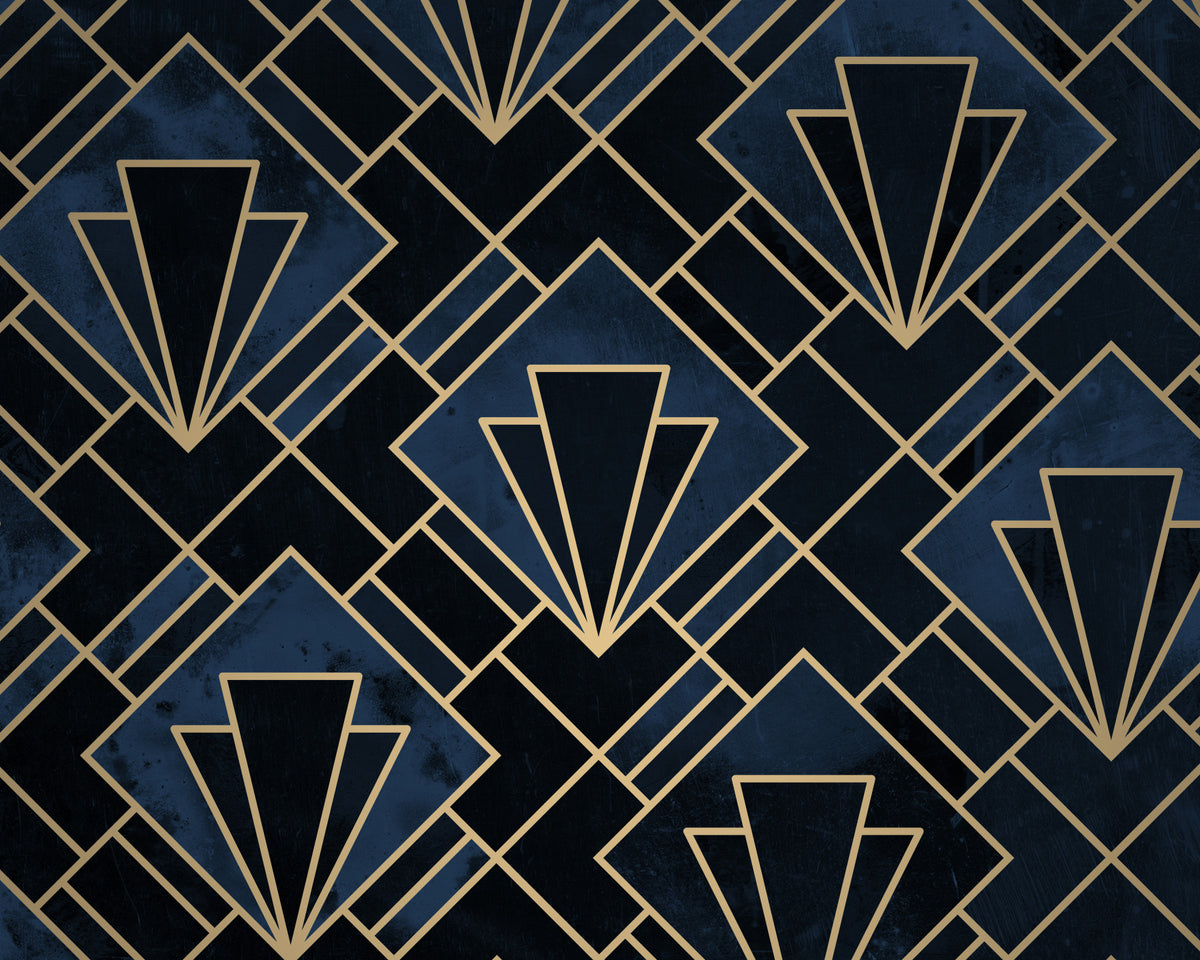 Navy Blue Art Deco Mosaic Wall Mural in your room