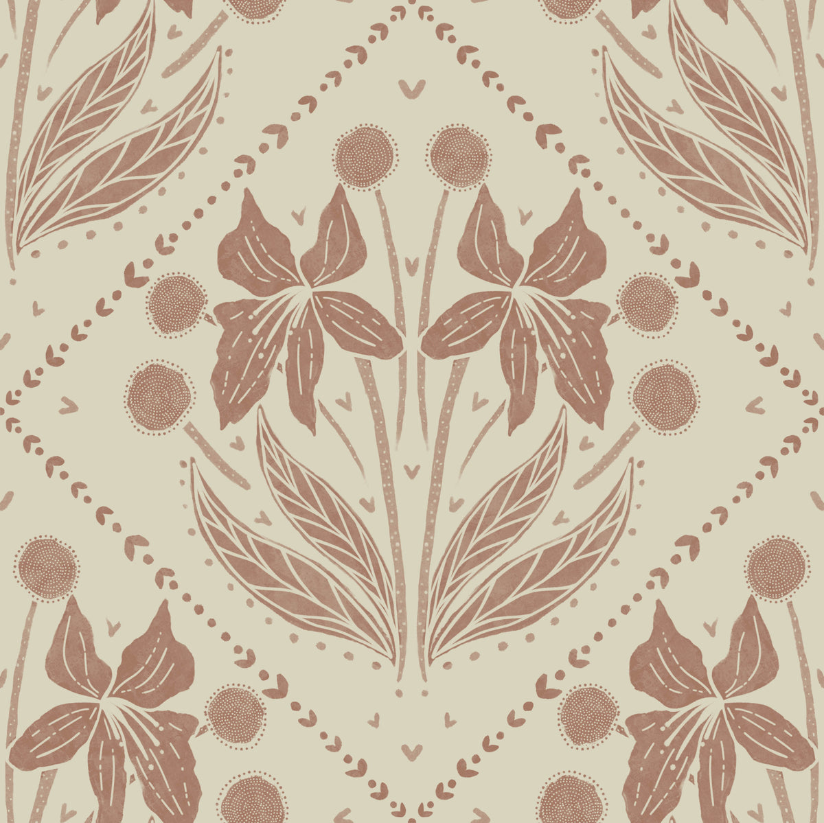 Floral Reverie in Terracotta Wallpaper⁠ in your room