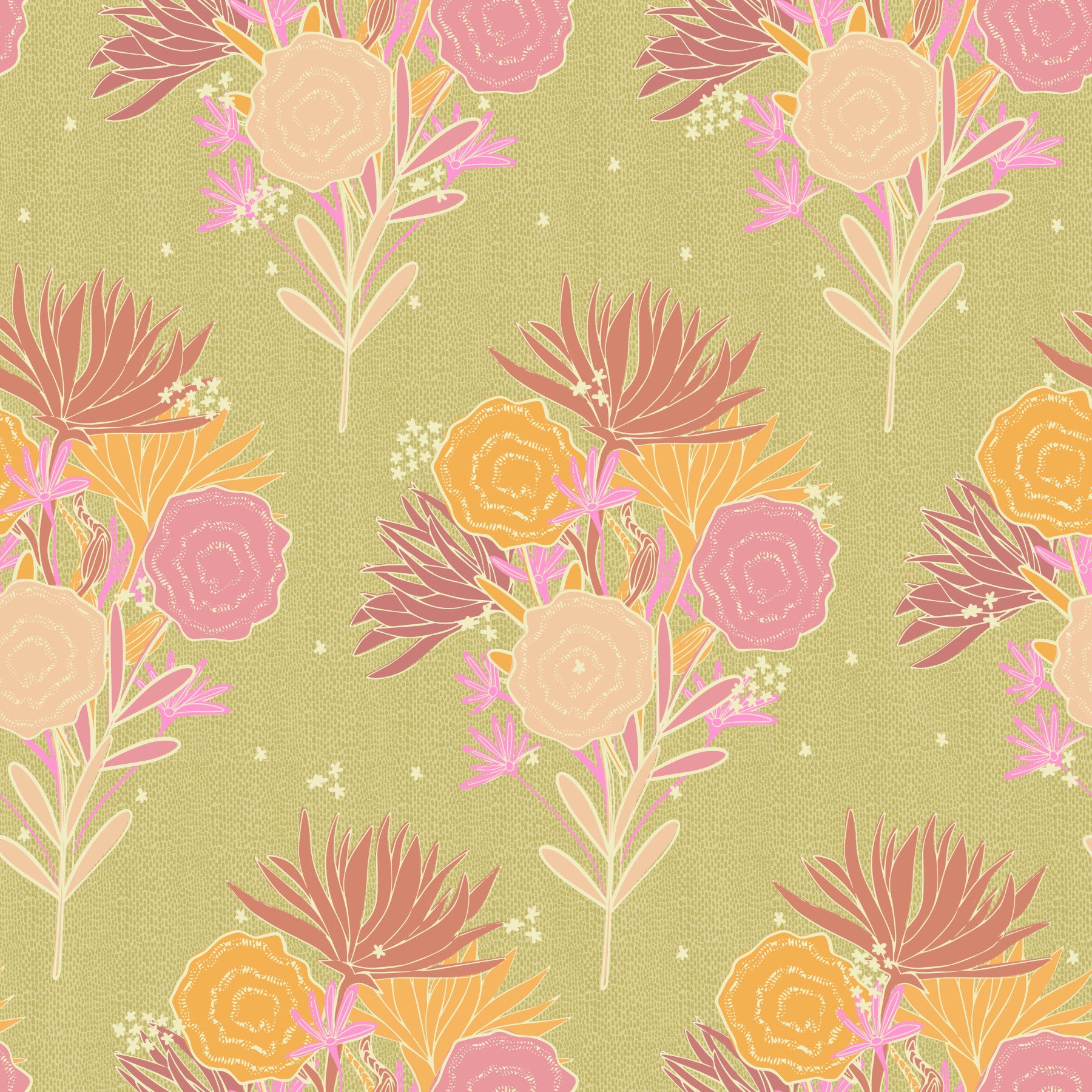 Vintage Flora Canvas Wallpaper⁠ in your room — zoomed