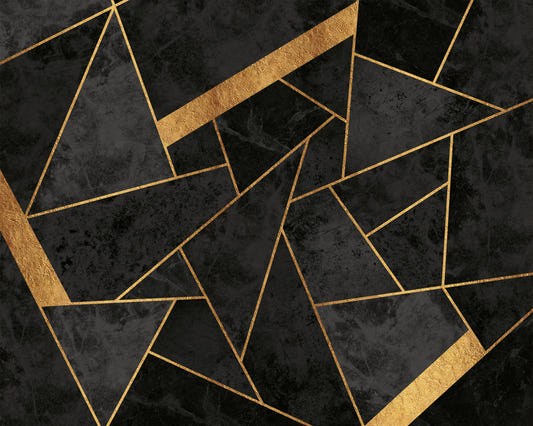 Dark Charcoal and Soft Gold Mosaic Wall Mural