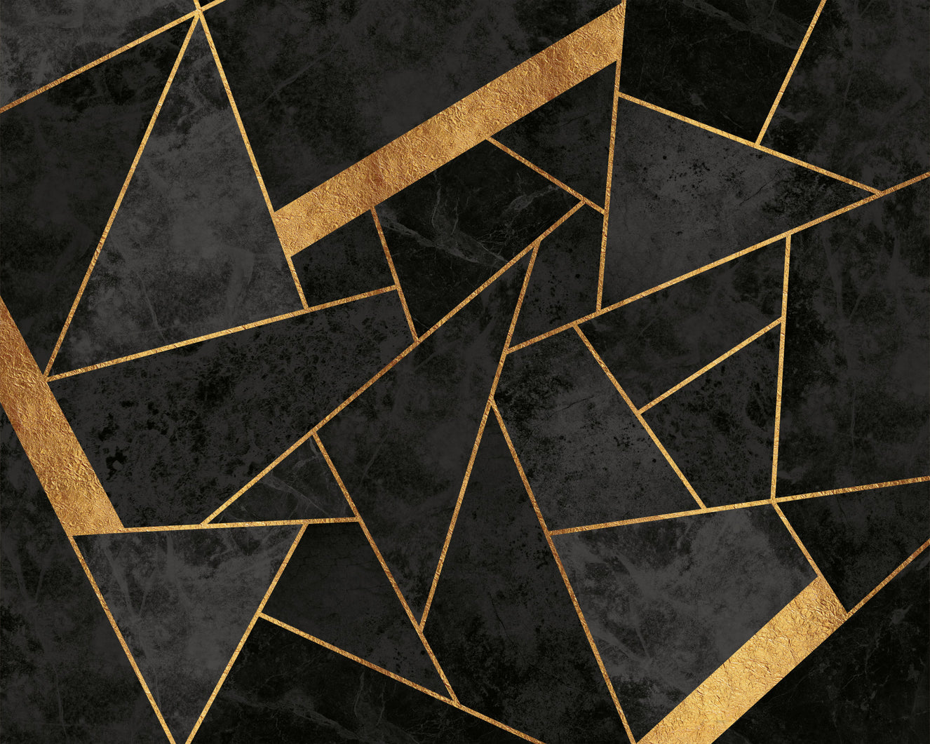 Dark Charcoal and Soft Gold Mosaic Wall Mural