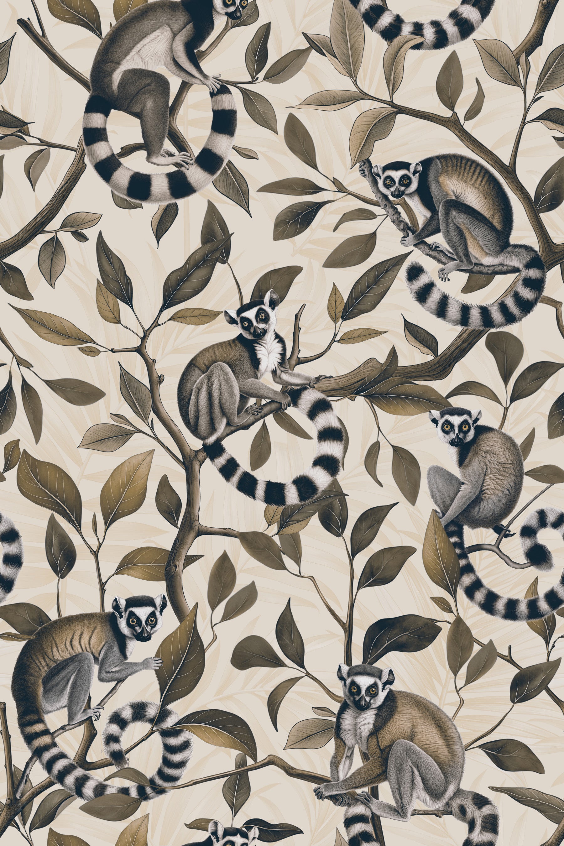Lush Tropical Lemur Monkey Paradise  Wallpaper⁠