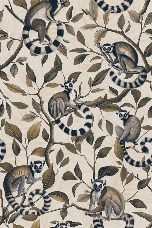 Lush Tropical Lemur Monkey Paradise  Wallpaper⁠
