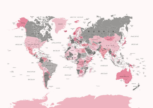 Pink Tinge Atlas Explore the Globe Wall Mural